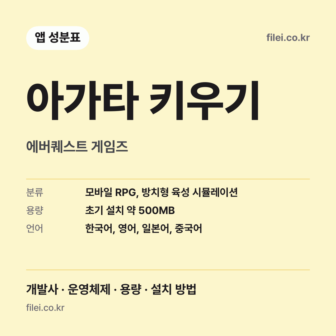 아가타 키우기 다운로드 · 에버퀘스트 게임즈