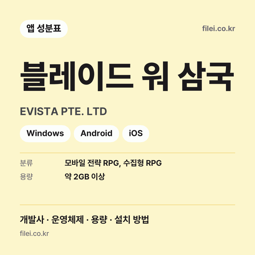 블레이드 워 삼국 다운로드 · EVISTA PTE. LTD · Windows, Android, iOS